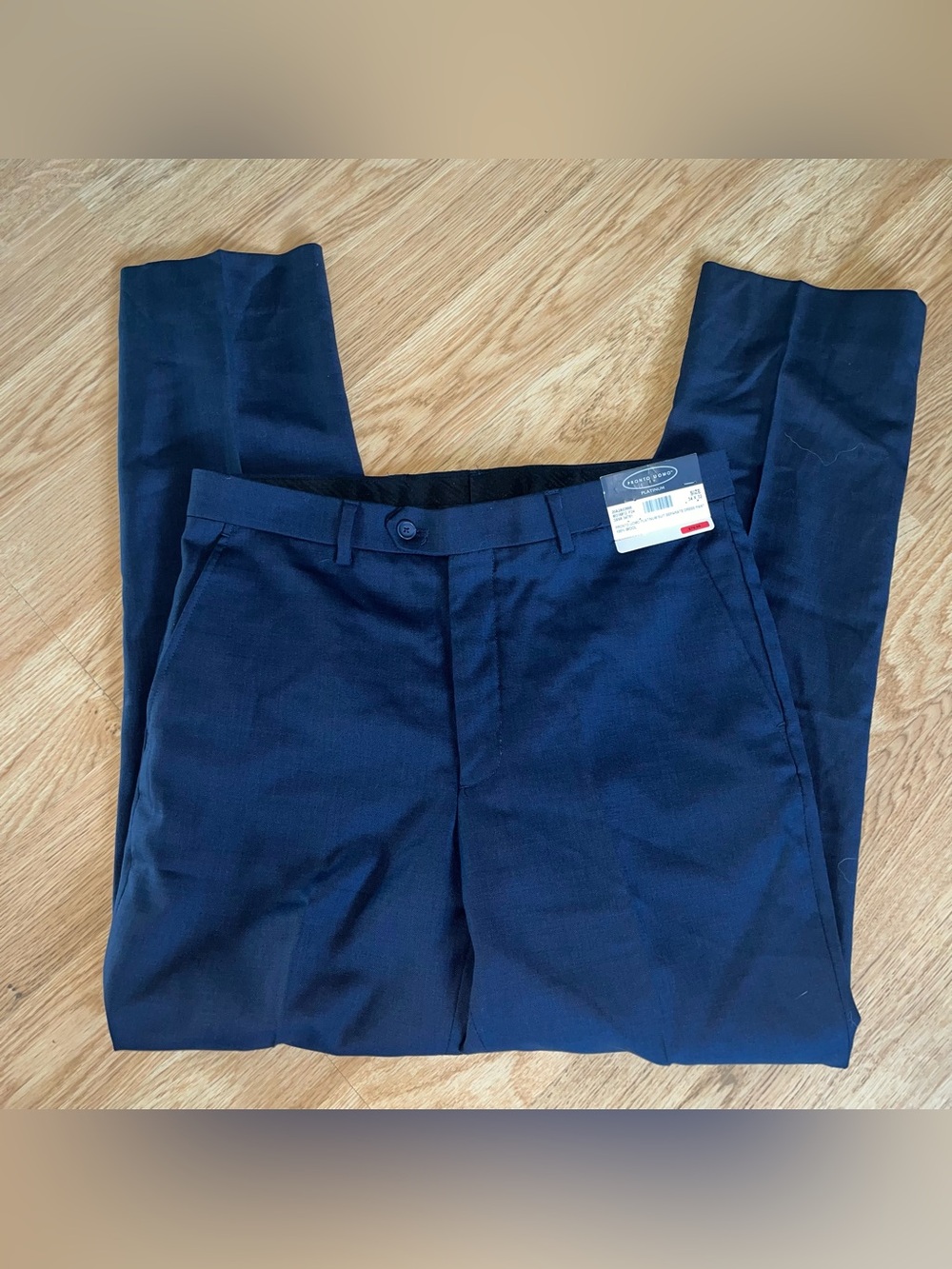 Pronto Uomo Platinum Men's Blue Wool Dress Pants Straight Fit 34x32